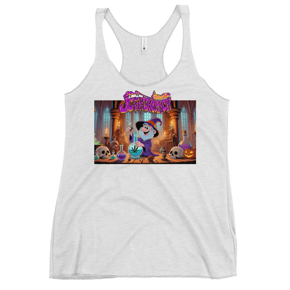 JC and The Church Happy Wizard Women's Racerback Tank