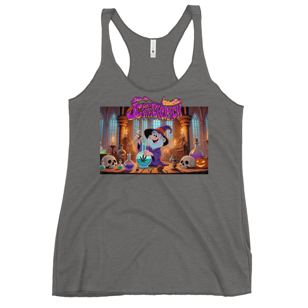 JC and The Church Happy Wizard Women's Racerback Tank