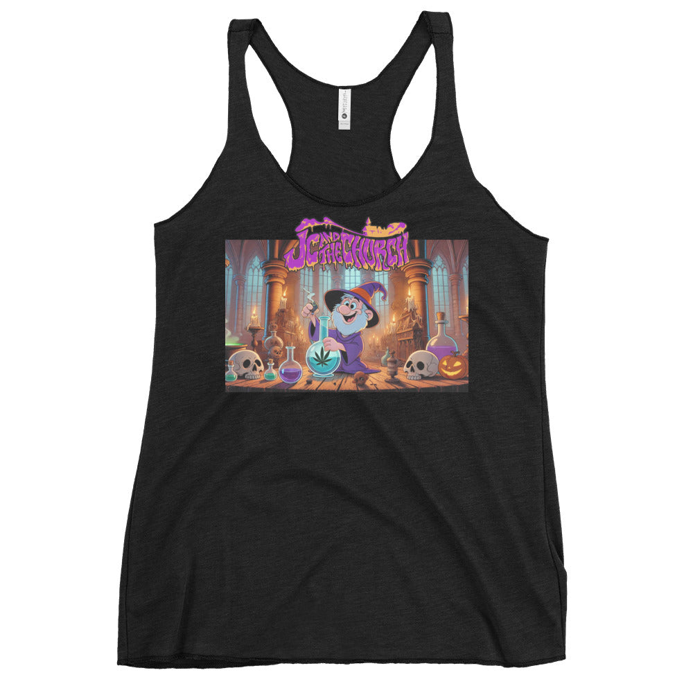 JC and The Church Happy Wizard Women's Racerback Tank