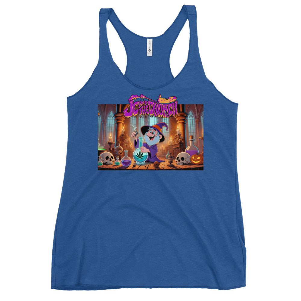 JC and The Church Happy Wizard Women's Racerback Tank